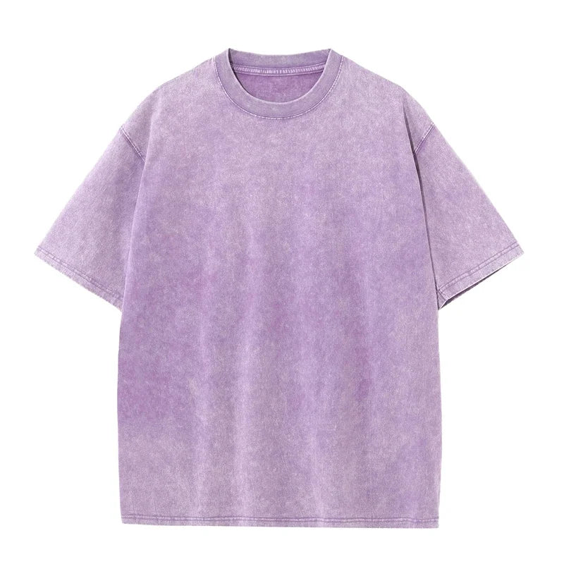 Men's Summer T-shirt 230G Heavy Cotton Vintage Washed T-Shirts Oversized Short Sleeve Loose Streetwear Short Sleeve Tops Tee Quick Pick Grocers